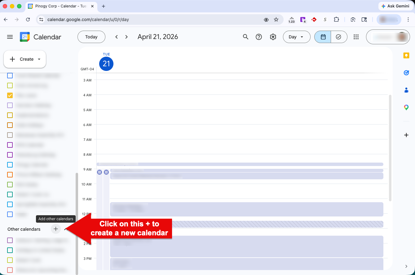 Create Google Calendar.