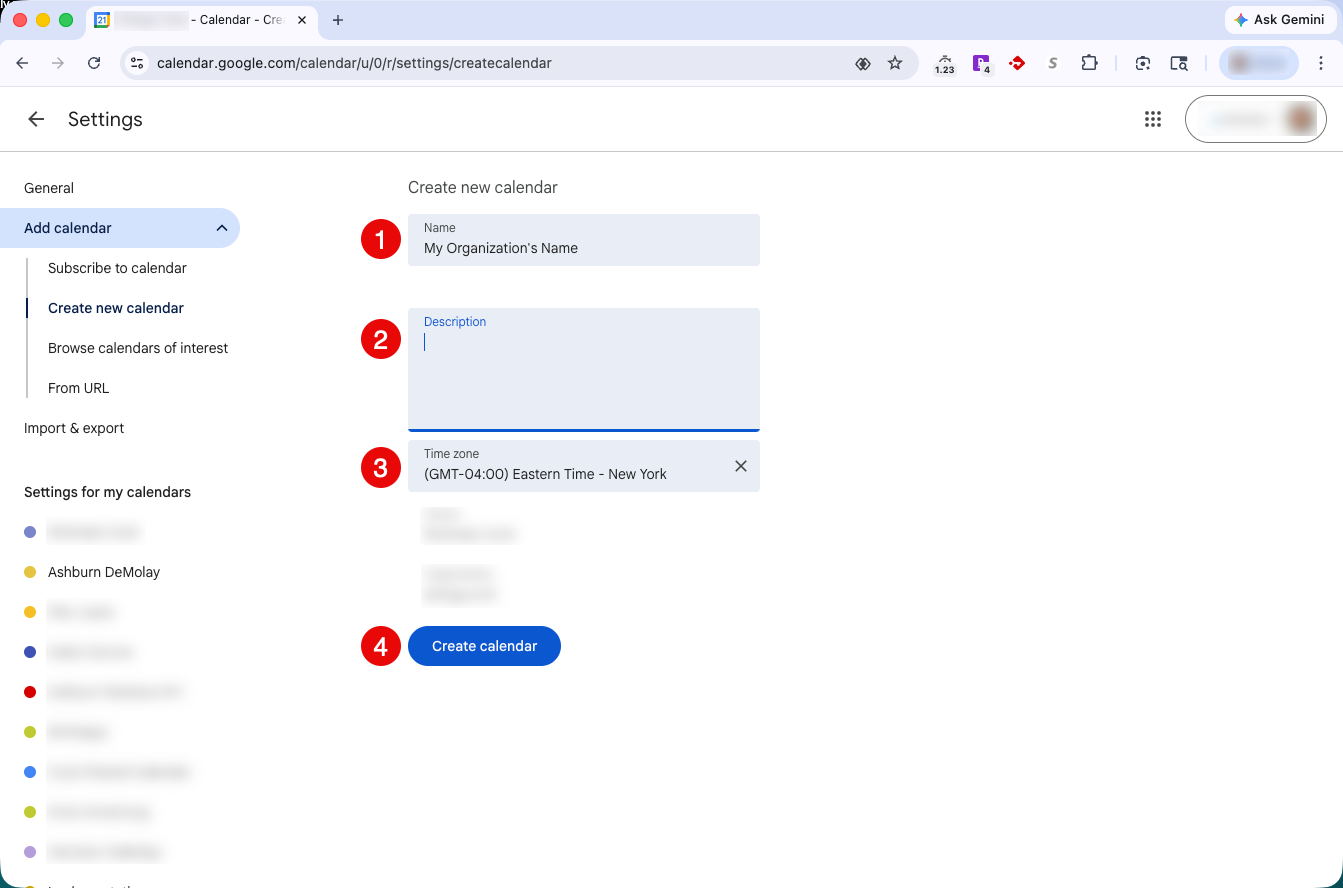 Create Google Calendar Step 2
