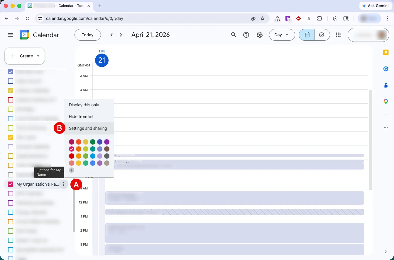 Create Google Calendar.
